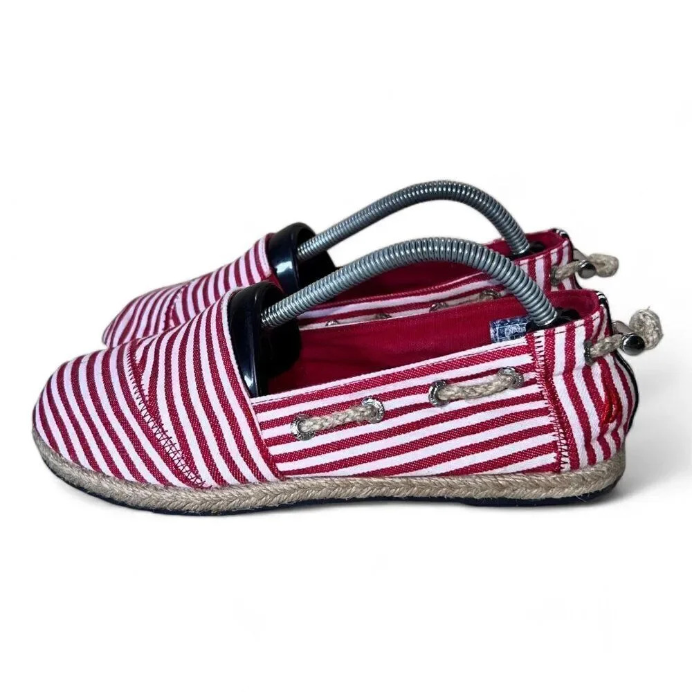 Nautica Rudder 2‎ Anchor Espadrille Slip-on Red / White Stripe Women's 7